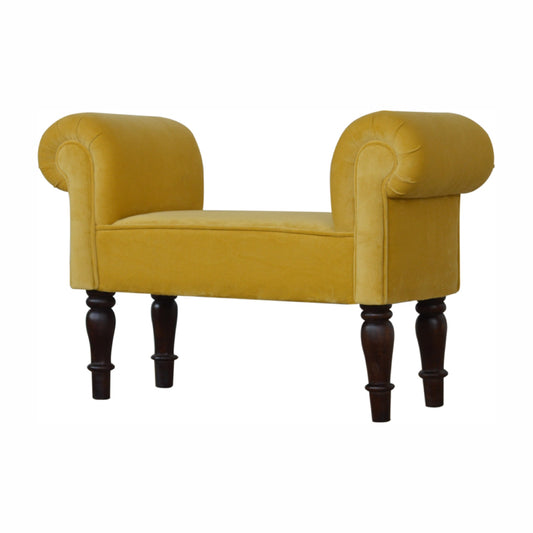 mini mustard velvet bench