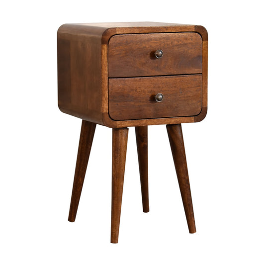 mini chestnut curved bedside