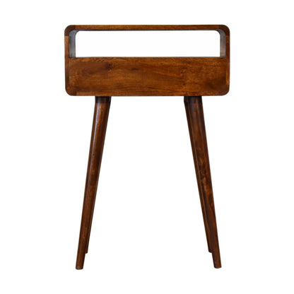 mini chestnut curved console table