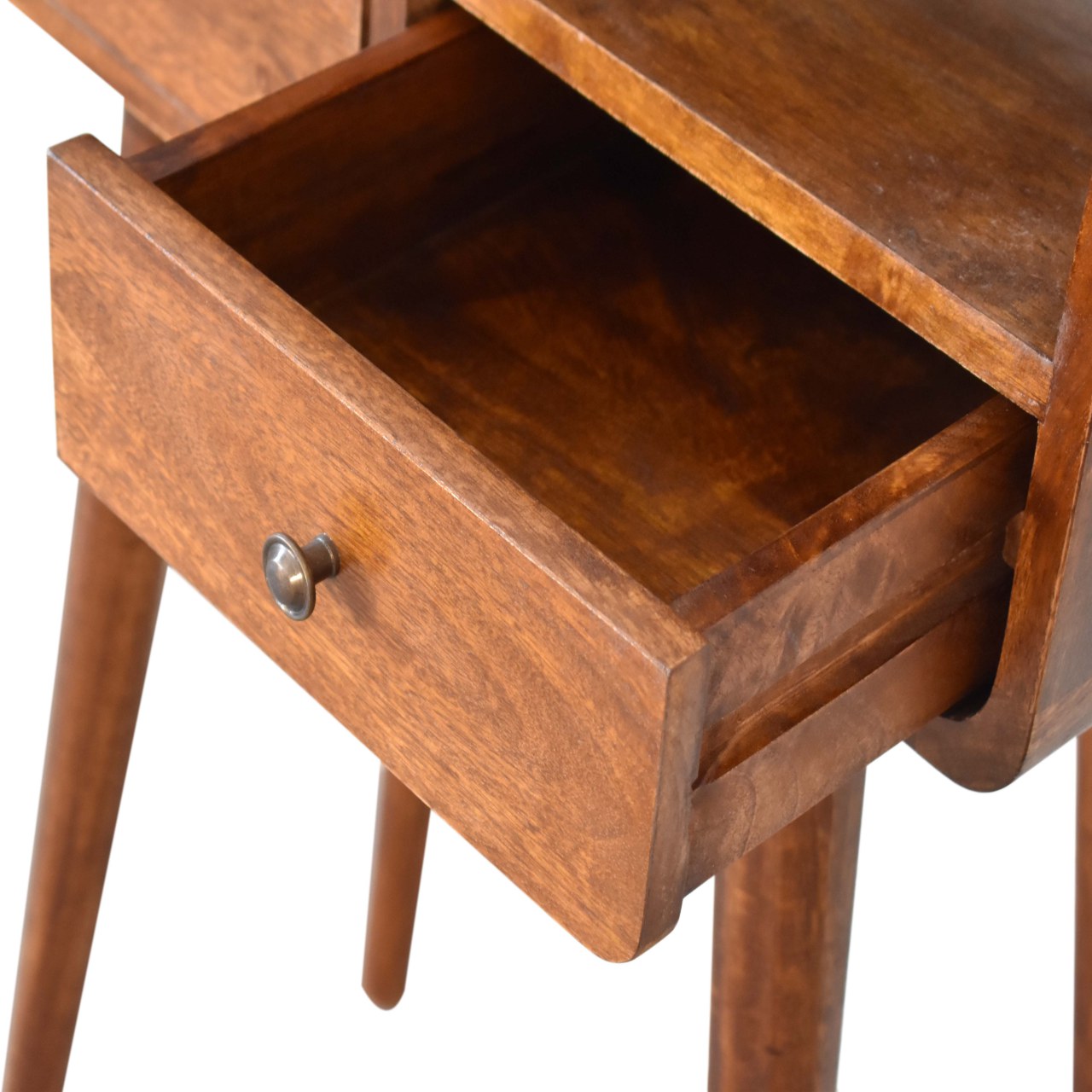 mini chestnut curved console table