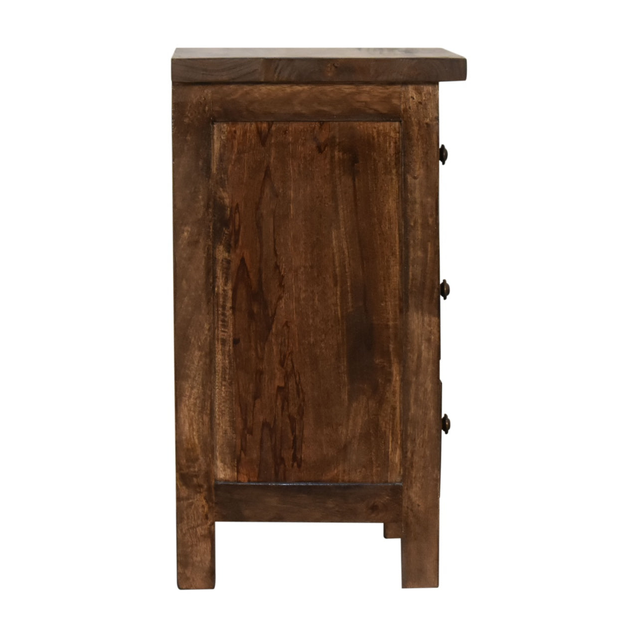 chestnut country style bedside with 3 drawers