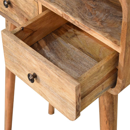 mini curved oak ish console table